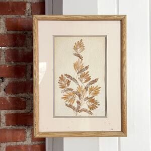 Vintage 90s Toutes Les Fleurs Pressed Flower Art 17x13 Made in France Botanical